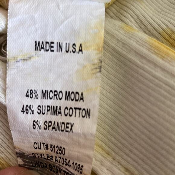 AGOLDE Bodysuit Womens Sz Large Yellow Tie Dye Boho Supima Cotton Boho Festival - Picture 9 of 9